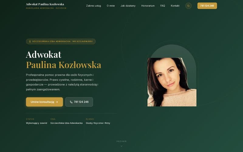 Screenshot strony Kancelaria Paulina Kozłowska